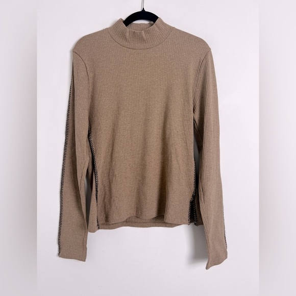 NEW J. Crew Women's XL Caramel Cotton Premium Rib Whipstitch Mock Turtleneck - Picture 2 of 12